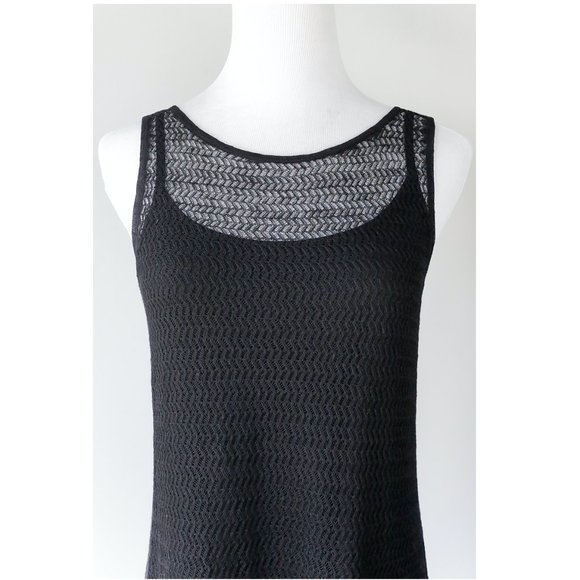 EILEEN FISHER Sheer Black Open Knit Tank Dress XS - Picture 5 of 12